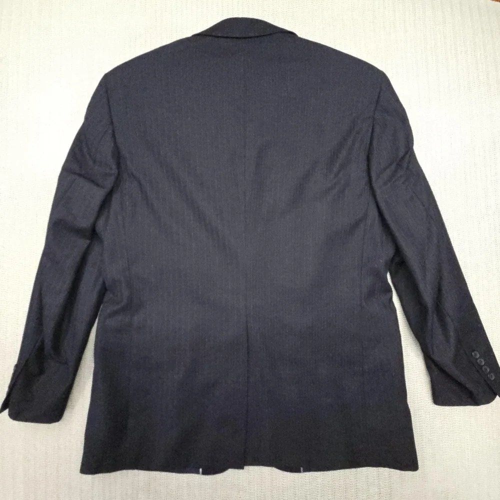 Geoffrey Beene Blazer Mens 44R Gray Pinstripe Two Button Suit Jacket Classic Fit